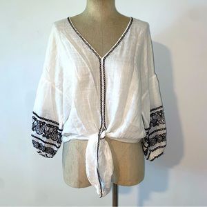 White and Black Boho Blouse